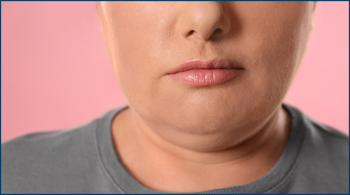 close up of a woman's chin
