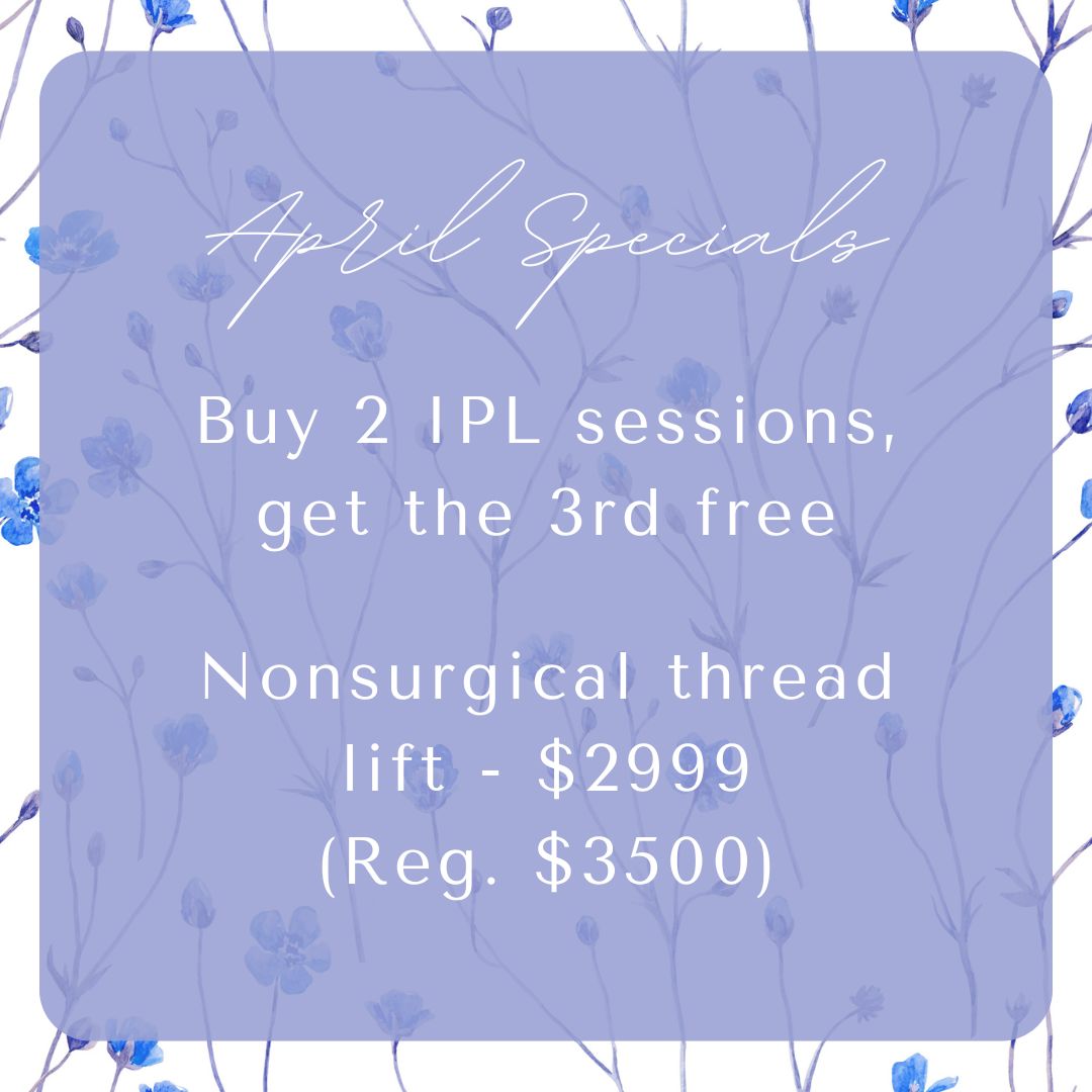 graphic showing april med spa specials for vein and laser institute