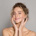 Woman with clear, glowing skin